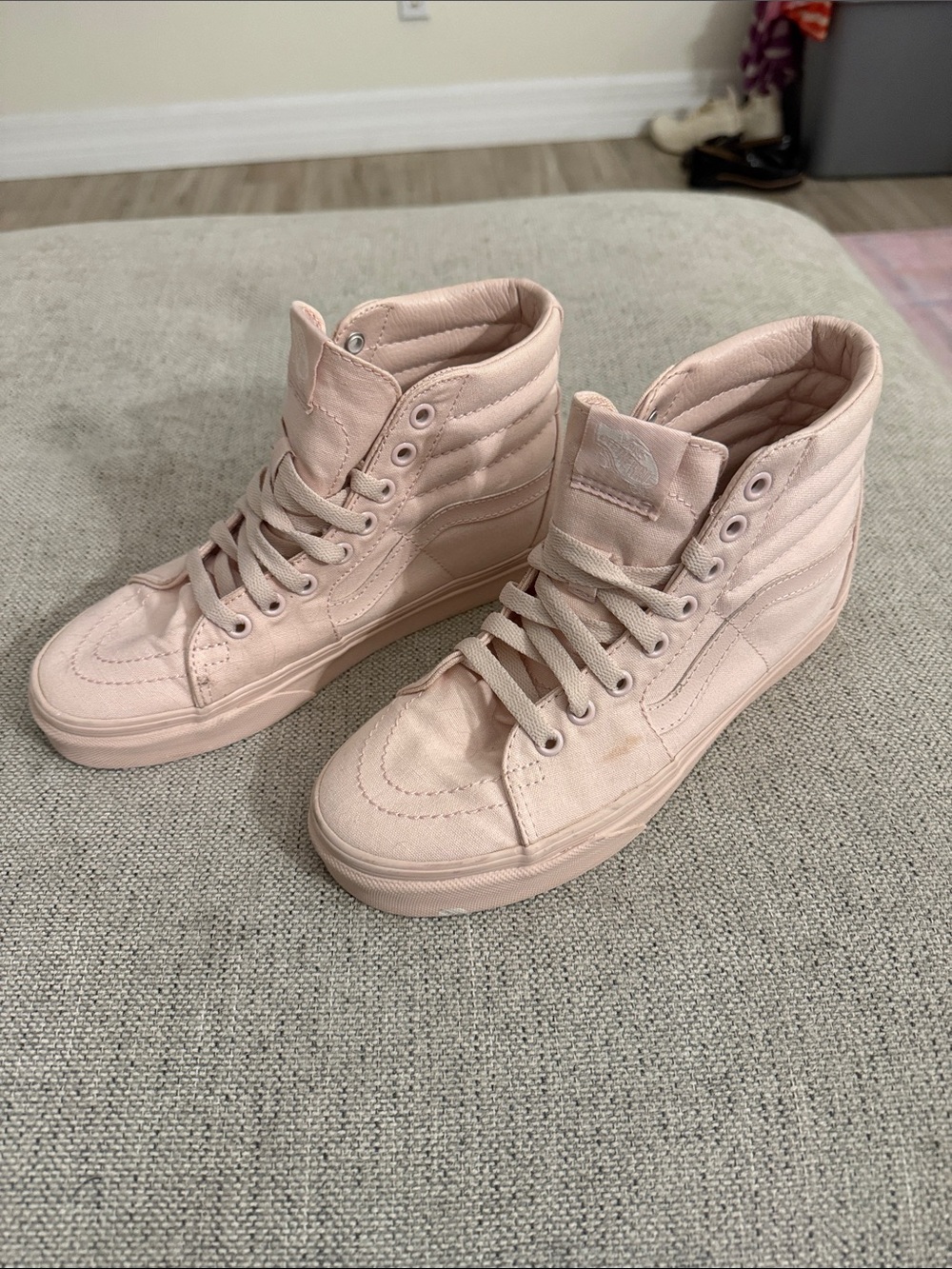 Vans Women's High-Top Canvas Sneakers in Pale Pink